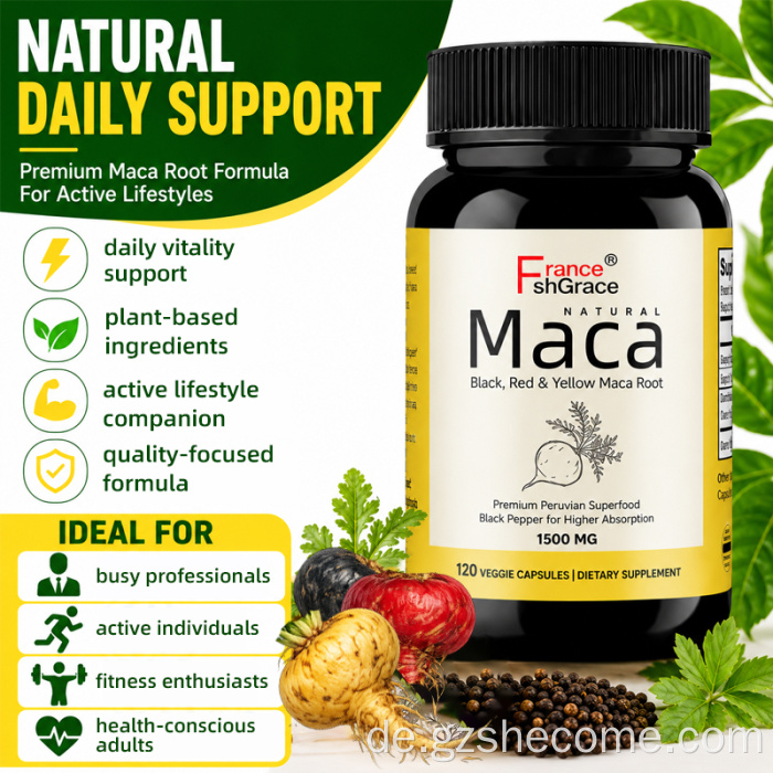 Shecome Maca hilft bei Stress. Maca-Kapseln